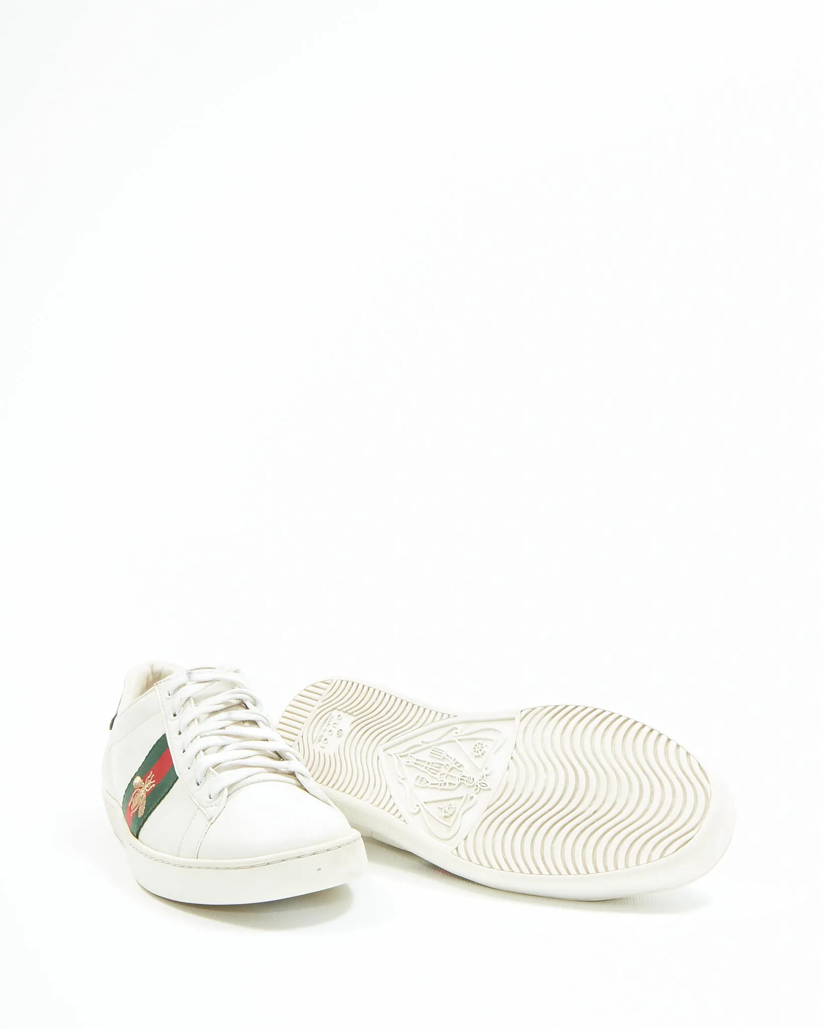 Gucci White Leather Web Bee Ace Sneakers - 38.5