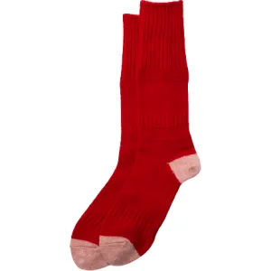 Guernsey Pattern Crew Socks, Red/Pink