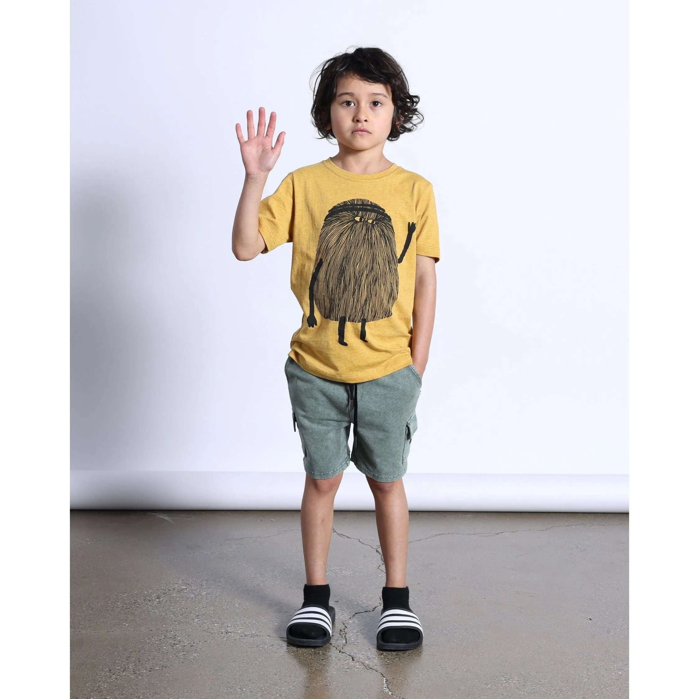 Hairy Monster Tee- Mustard Marle