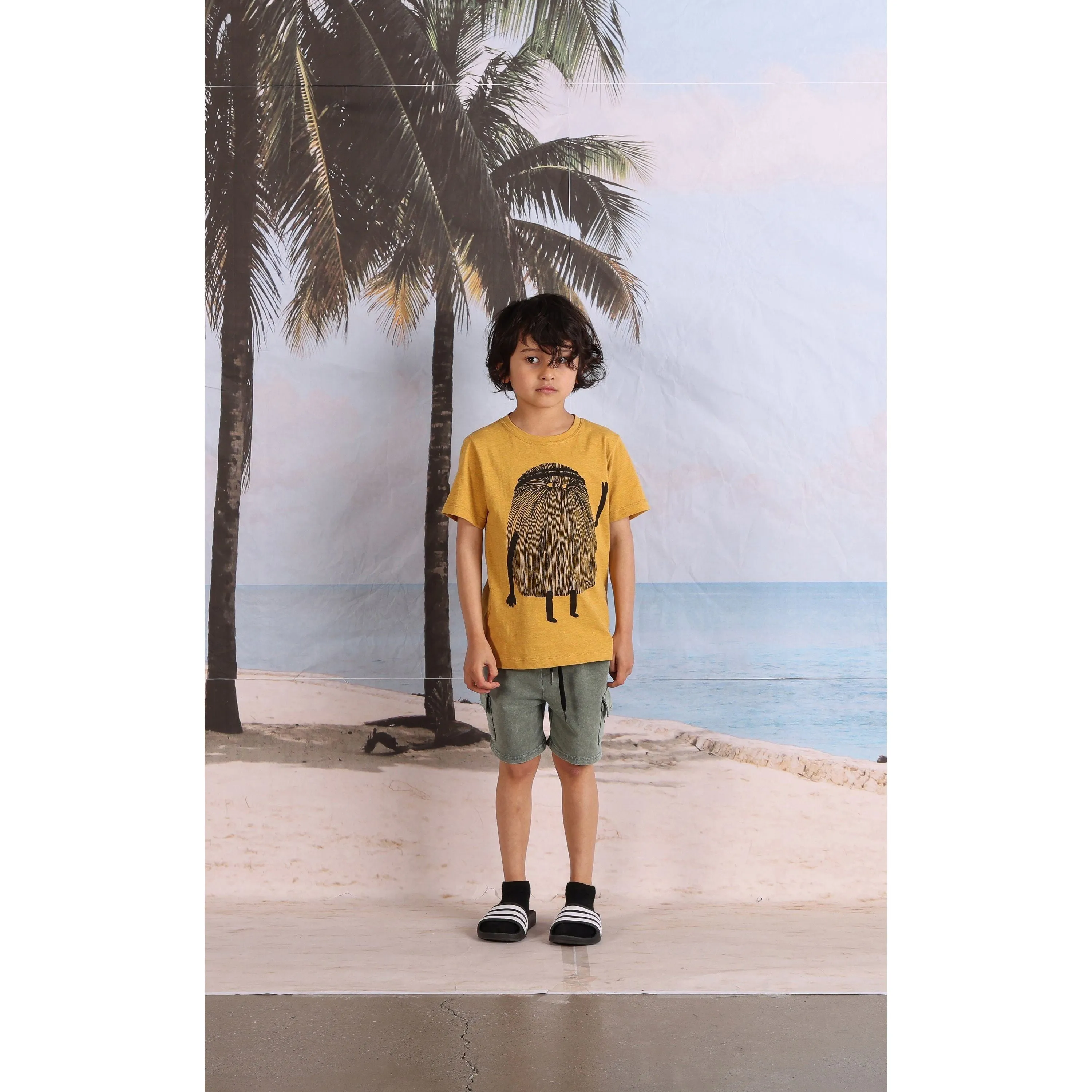 Hairy Monster Tee- Mustard Marle