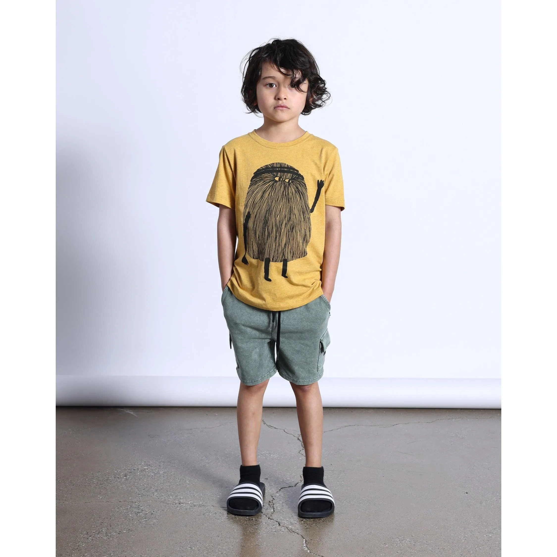 Hairy Monster Tee- Mustard Marle
