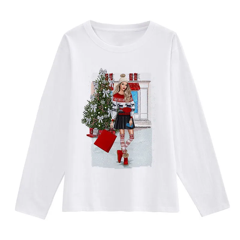 HAPPY Christmas Women White T-Shirt A