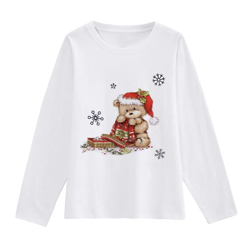 HAPPY NEW YEAR Christmas Women White T-Shirt B