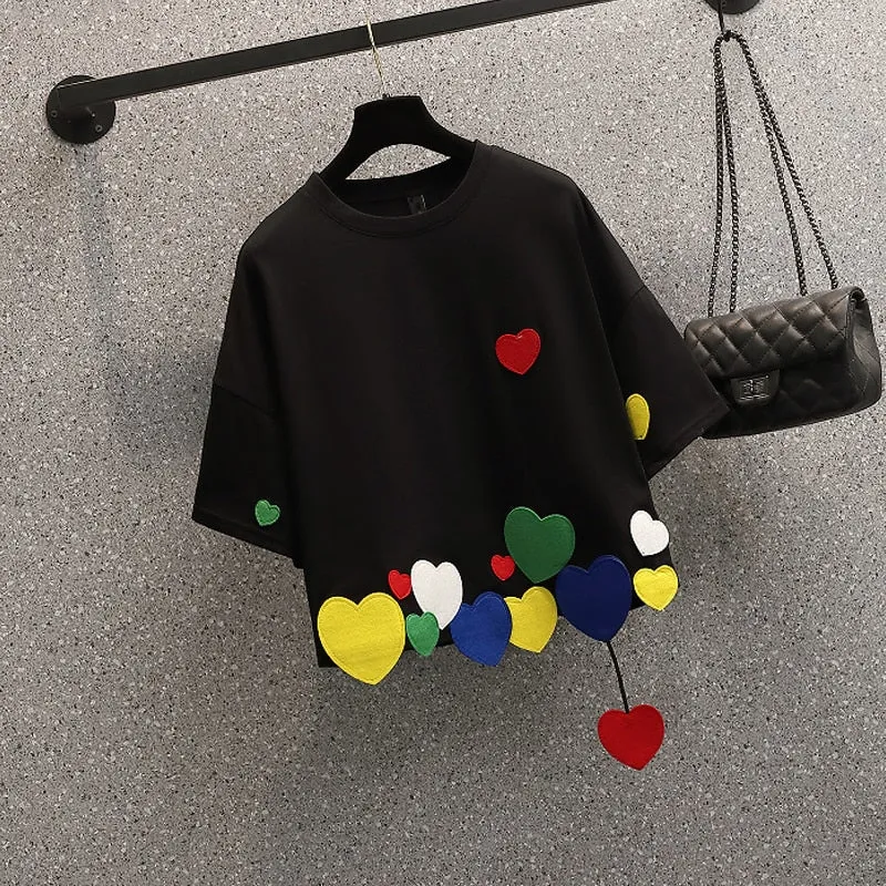 Harajuku Love Patchwork Tops Tee