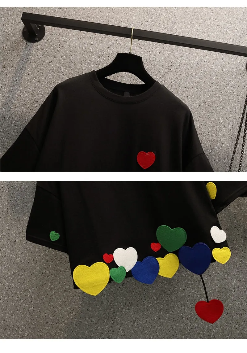 Harajuku Love Patchwork Tops Tee