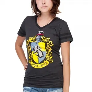 Harry Potter Hufflepuff Crest Logo V-Neck Women's Girls T-Shirt