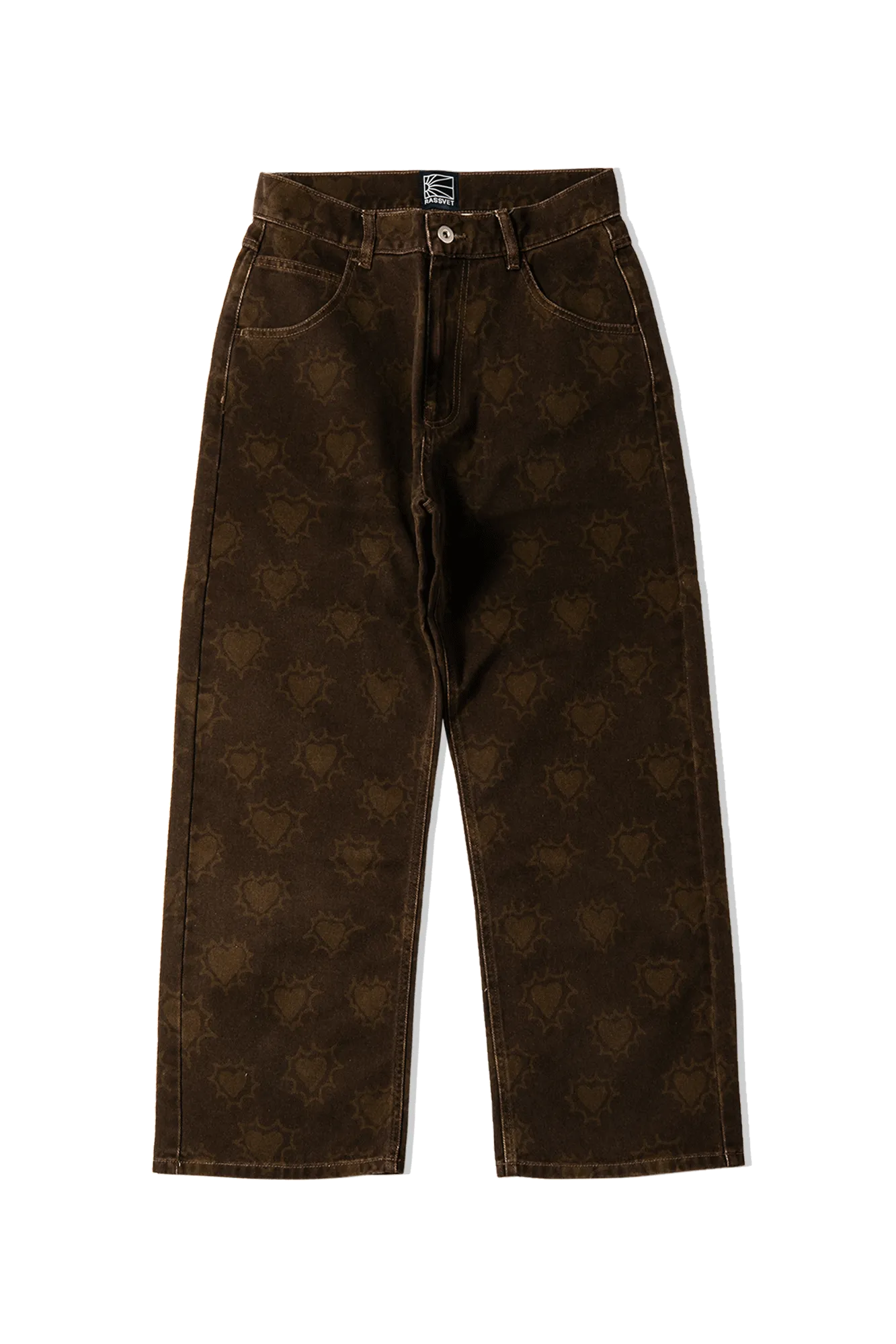 Hearts Print Denim Trousers