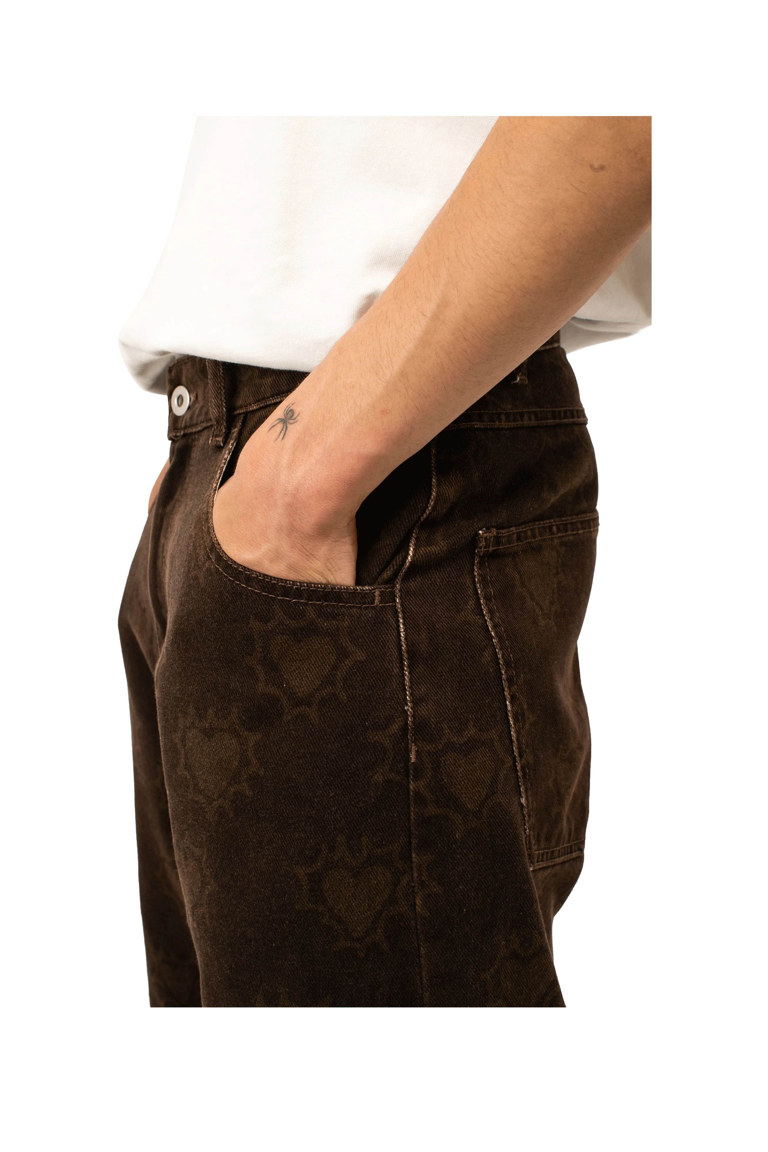 Hearts Print Denim Trousers