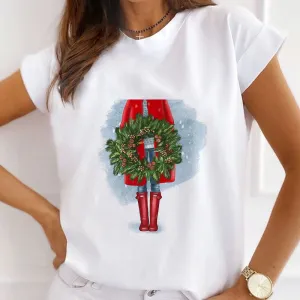 HELLO CHRISTMAS LADIES WHITE T-SHIRT A
