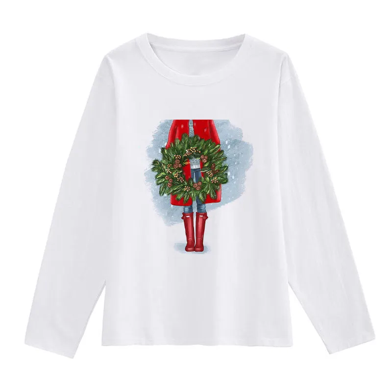 HELLO CHRISTMAS LADIES WHITE T-SHIRT A