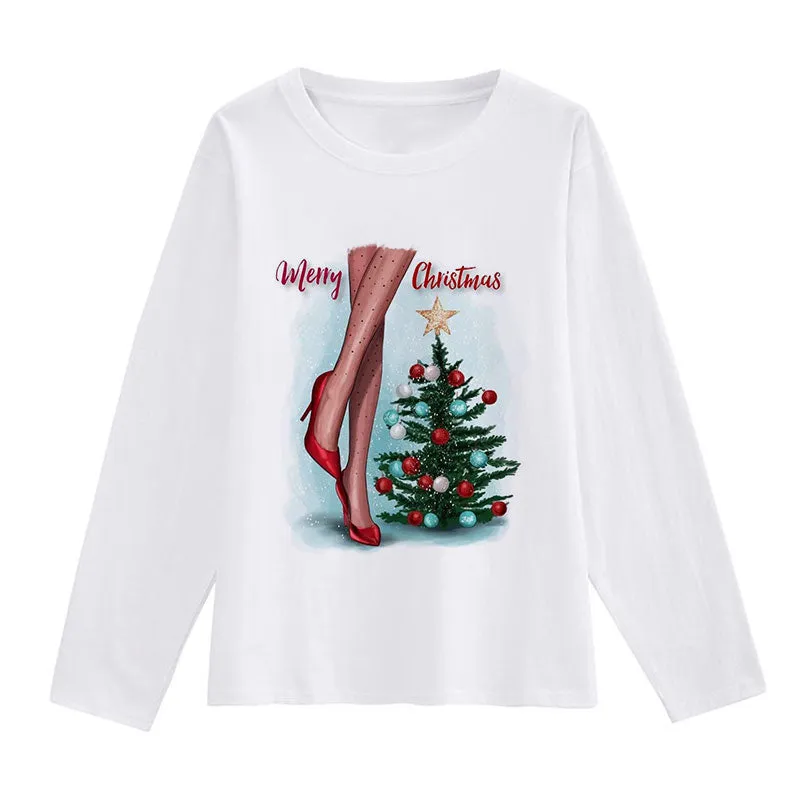 Hello Christmas Women White T-Shirt M