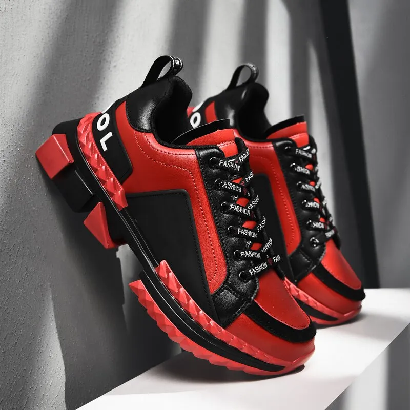 Hemmyi Couple Shoes Sneakers Men Outdoor Trendy Men's Shoes PU Comfortable Lace-up Zapatos De Hombre 35-44