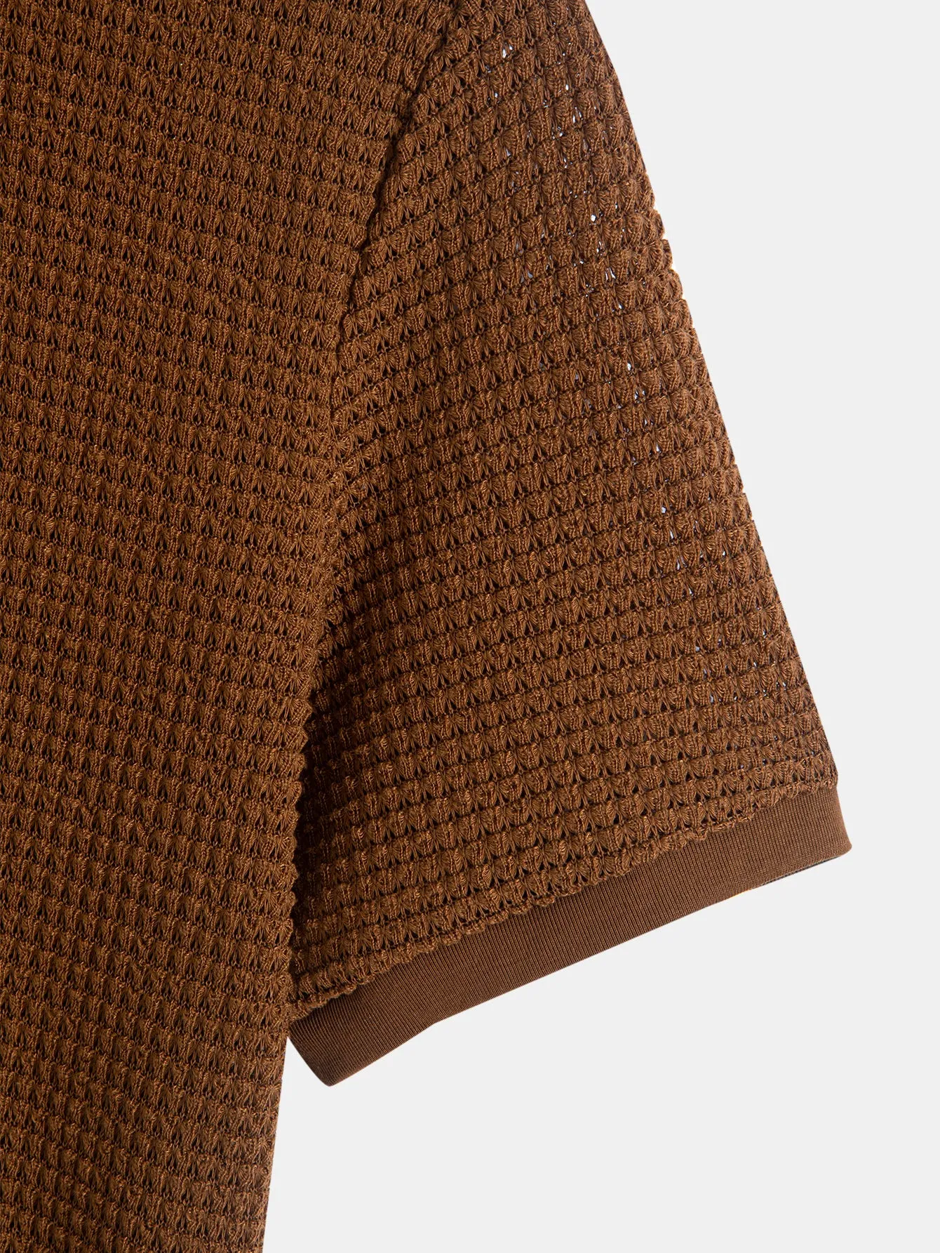 Henley leher bertekstur T-shirt hem