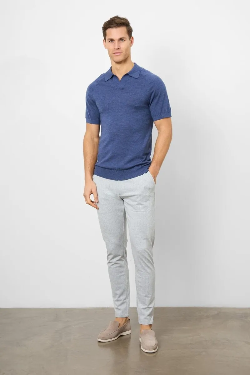 Herringbone Stripe Trouser in Pale Grey