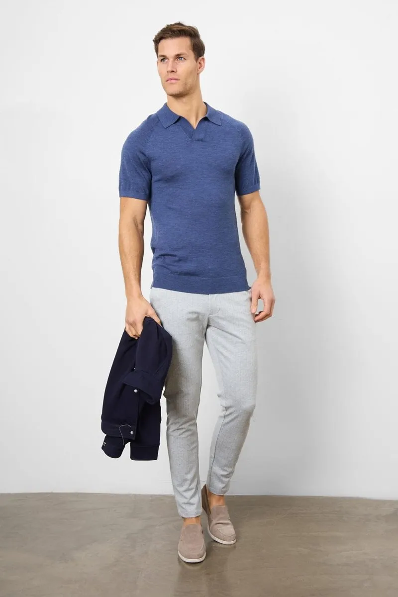 Herringbone Stripe Trouser in Pale Grey