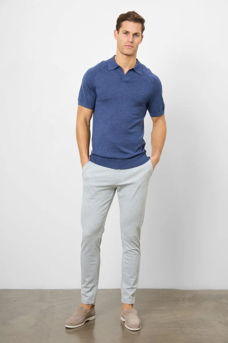 Herringbone Stripe Trouser in Pale Grey