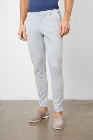 Herringbone Stripe Trouser in Pale Grey