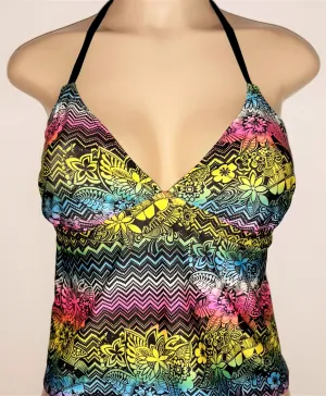 High Back Tankini Top Tie Halter Neck