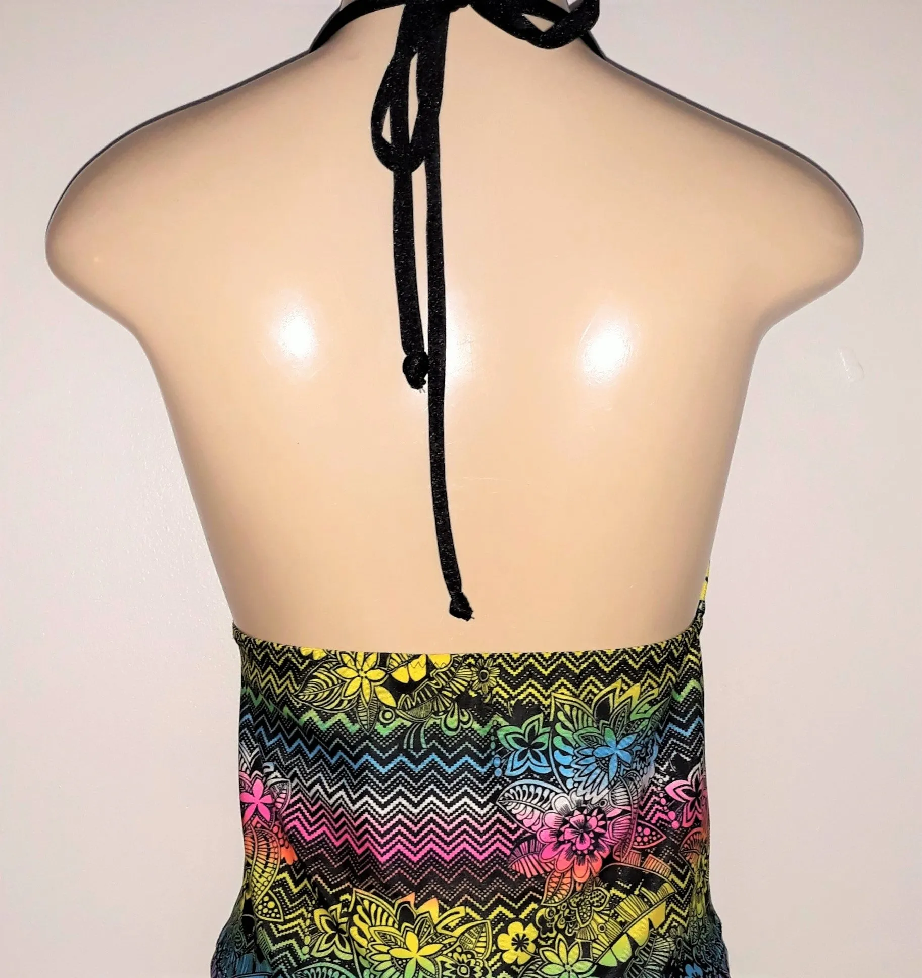 High Back Tankini Top Tie Halter Neck