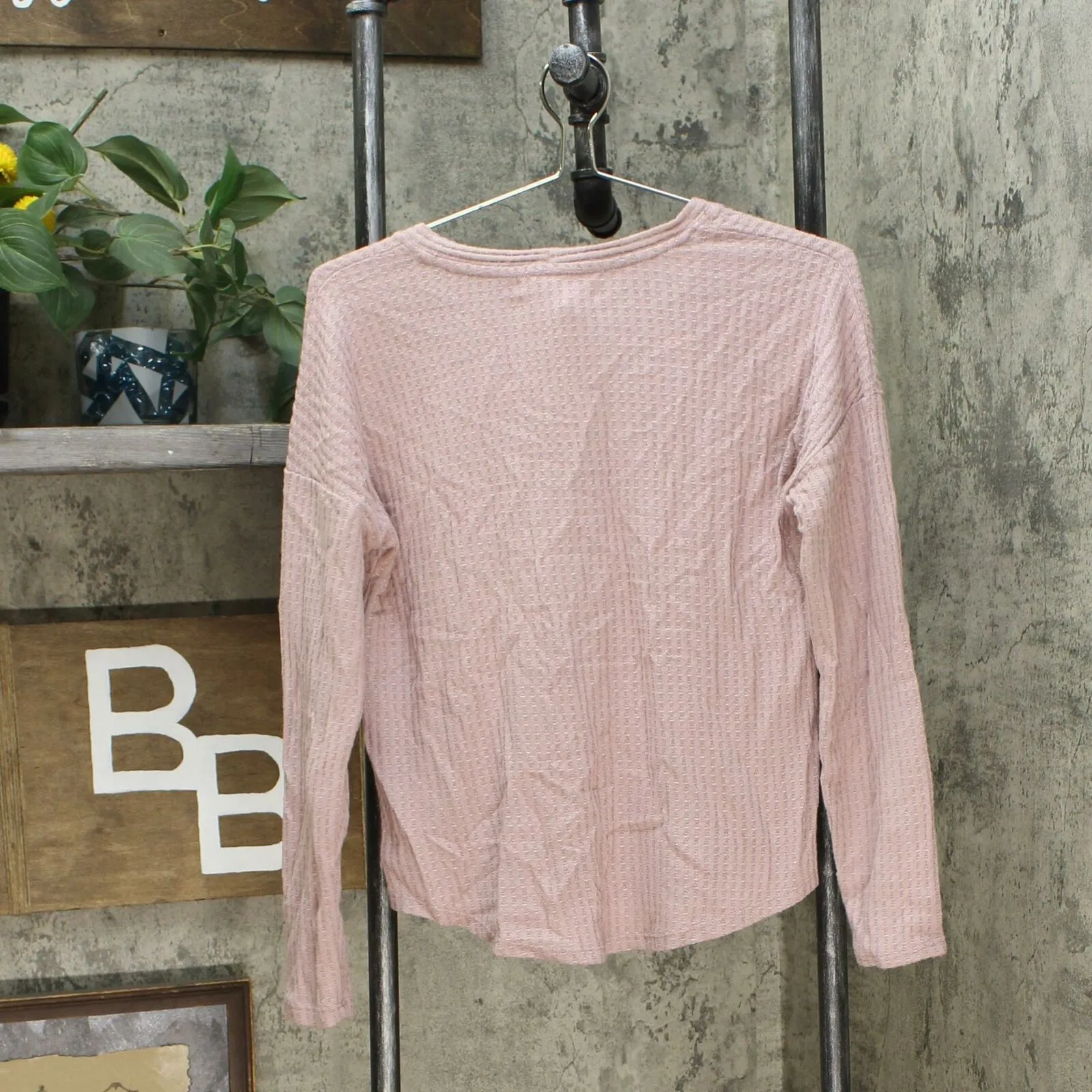 Hippie Rose Women's Waffle Knit V-Neck Henley Shirt