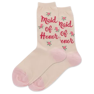 HOTSOX Women's Maid Of Honor Floral Crew Socks