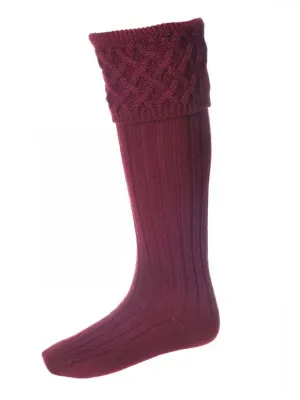 HOUSE OF CHEVIOT Rannoch Shooting Socks - Mens - Burgundy