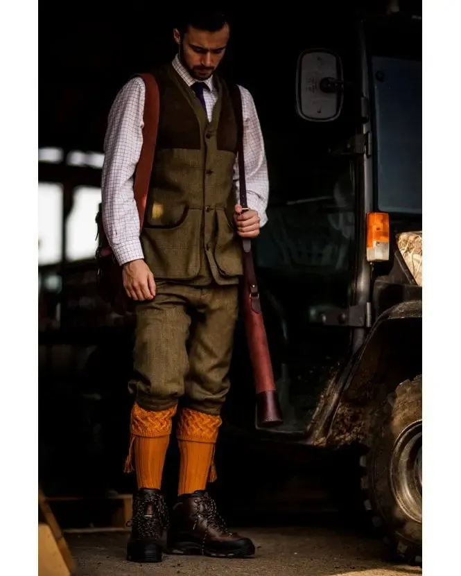 HOUSE OF CHEVIOT Rannoch Shooting Socks - Mens - Ochre
