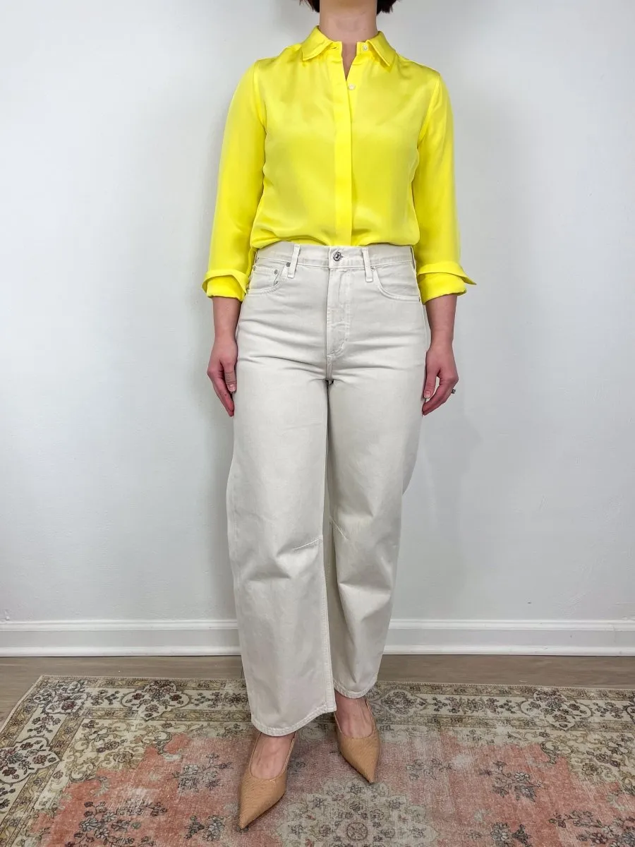 Icon Blouse in Lemon Silk Crepe