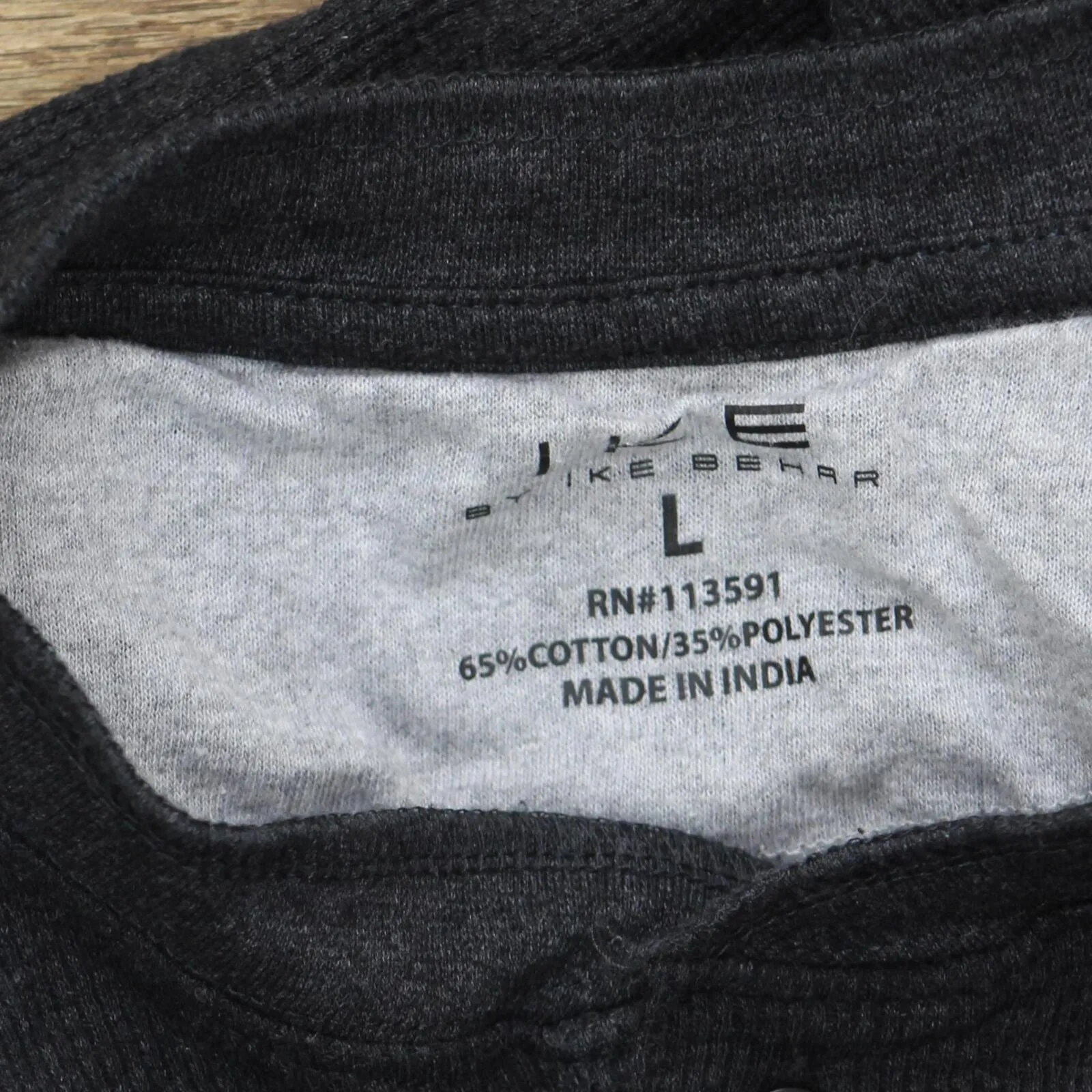 Ike by Ike Behar Henley Thermal Waffle Knit Long Sleeve Shirt Charcoal Black L