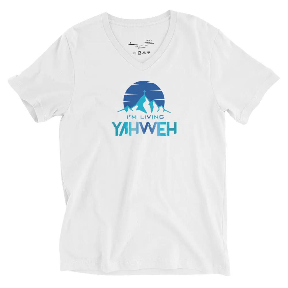 I'm Living Yahweh | Unisex Short Sleeve V-Neck T-Shirt | Sapphire