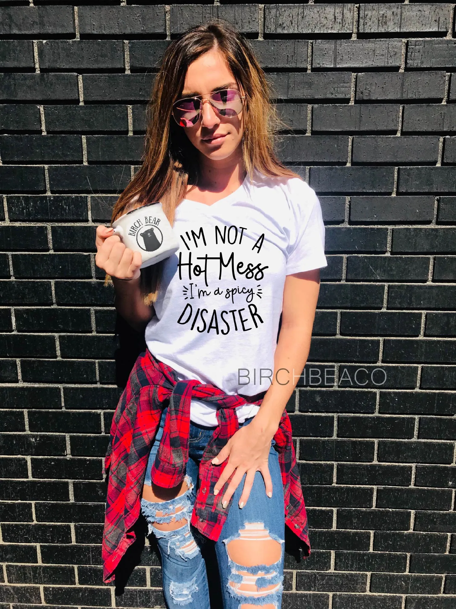 Im Not A Hot Mess Im A Spicy Disaster Shirt - Unisex V Neck