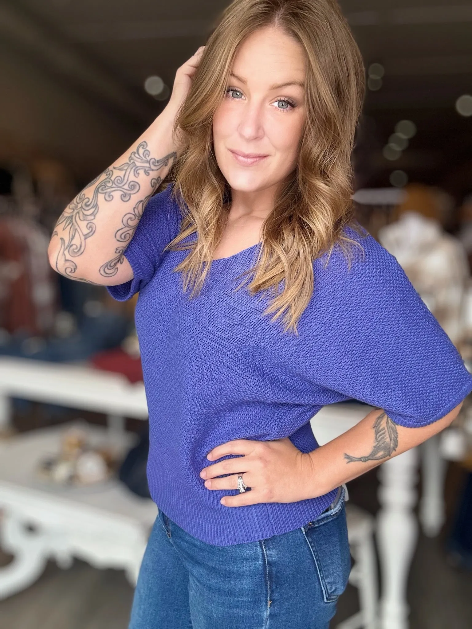 Iris Short Sleeve Sweater Top