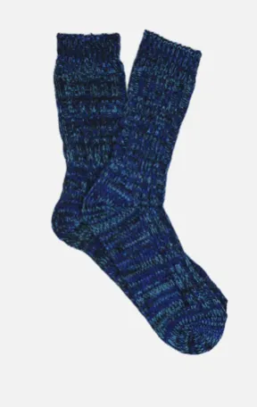 Italian Navy Wool Boot Socks Blue
