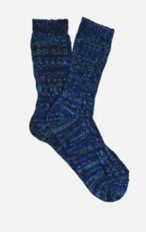 Italian Navy Wool Boot Socks Blue