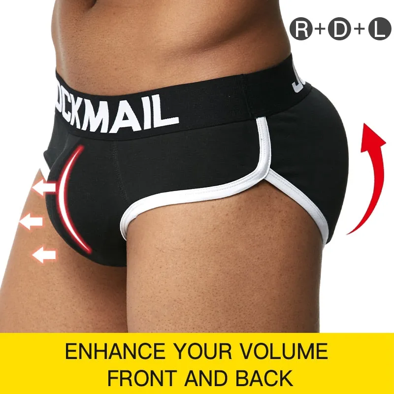 JOCKMAIL Men padded hip and butt underwear push up cup bulge enhancing underwear penis gay men underwear briefs includes 3 pad