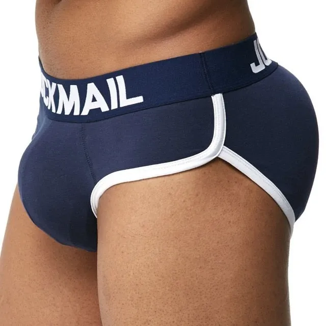 JOCKMAIL Men padded hip and butt underwear push up cup bulge enhancing underwear penis gay men underwear briefs includes 3 pad