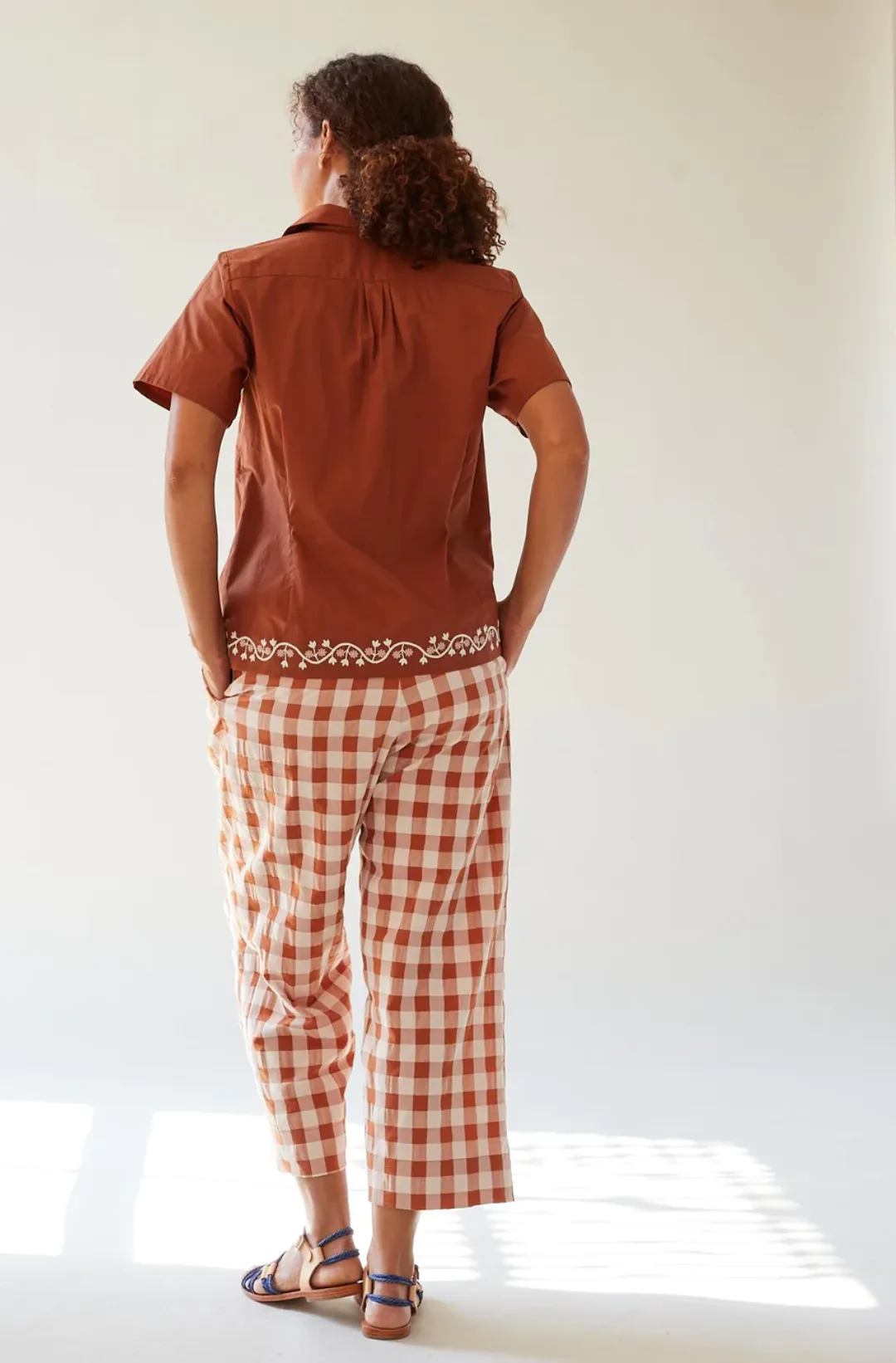 Johanson Shirt with Storybook Embroidery, Terra Cotta Poplin
