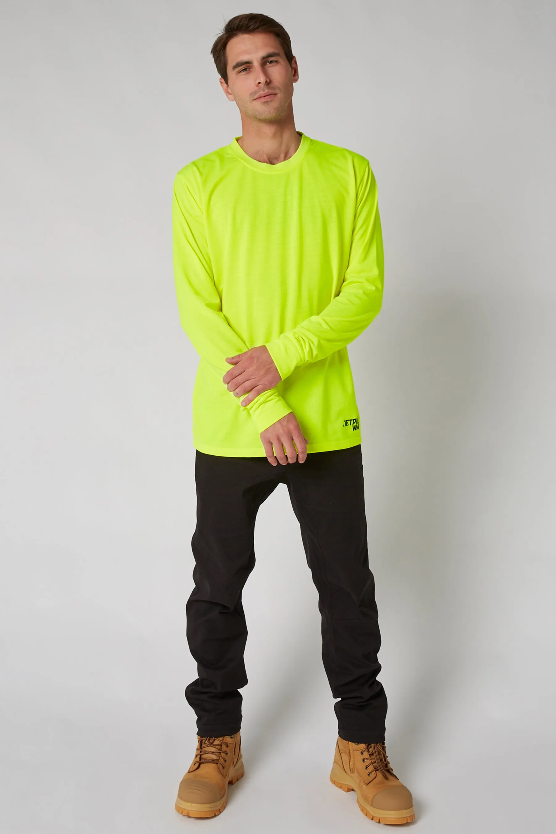 JP Low Hit Mens L/S Tee - Hi Vis Yellow