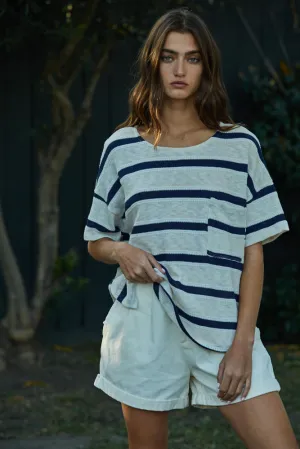 Kai Sweater Tee-Navy/Cream