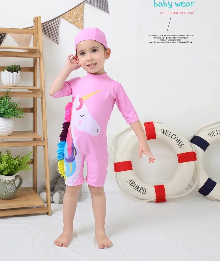 Kids Animal Print UV Protection Rash Guards Long Sleeve Beachwear Swimwear Set - Blue, Navy Blue, Pink