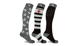 Knee High Compression Socks for Nurses and Doctors (3-Pairs)
