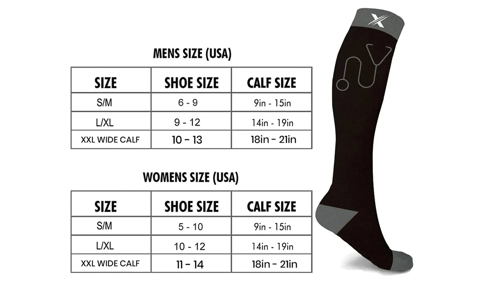 Knee High Compression Socks for Nurses and Doctors (3-Pairs)