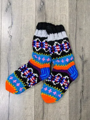 Knitted Patterned Long Wool Socks Lined