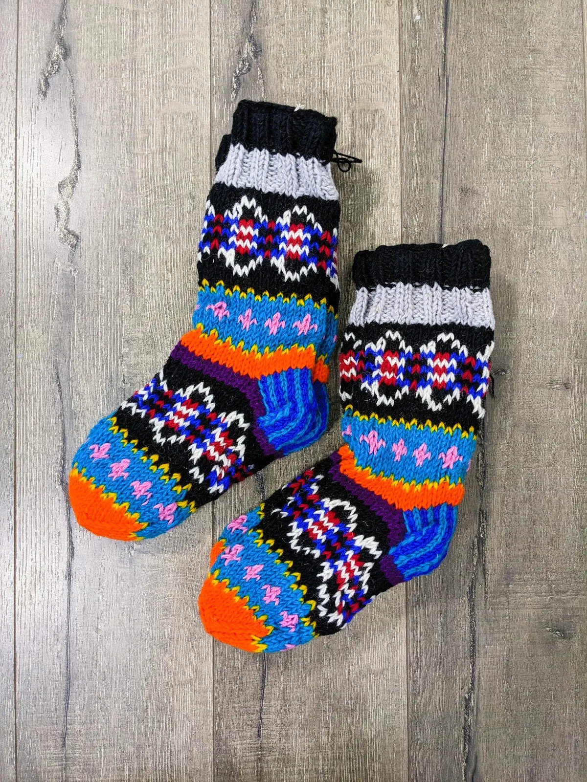 Knitted Patterned Long Wool Socks Lined