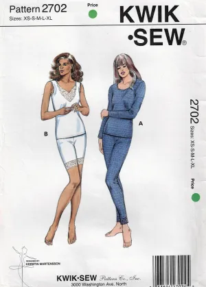 Kwik Sew 2702 Womens Stretch Thermal Long Underwear 1990s Vintage Sewing Pattern Size XS - XL UNCUT Factory Folded
