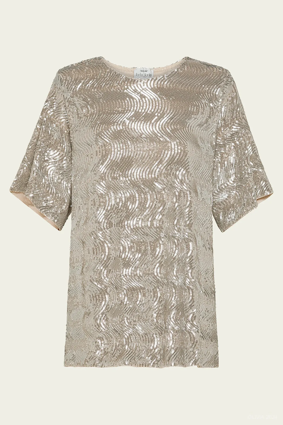 La Danza del Mare Sequins T-Shirt in Silver