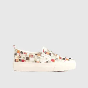 Ladies Slip On Sneaker Red Multi 10528