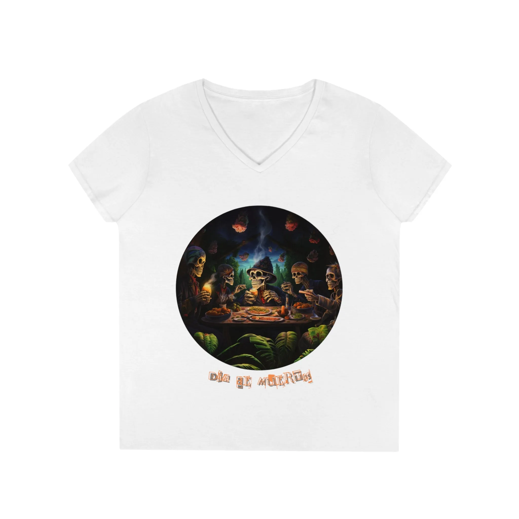 Ladies' V-Neck T-Shirt Día de Muertos