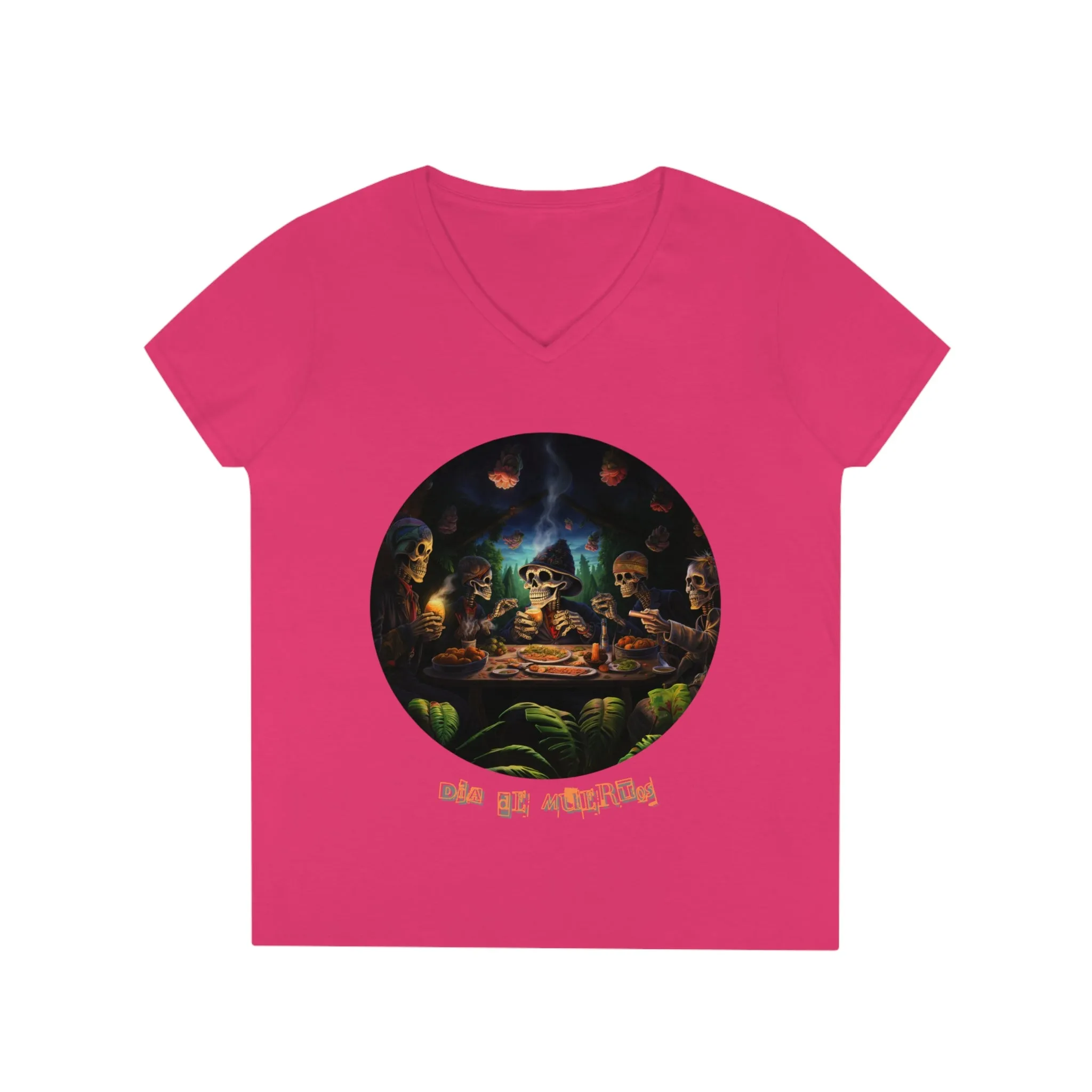 Ladies' V-Neck T-Shirt Día de Muertos