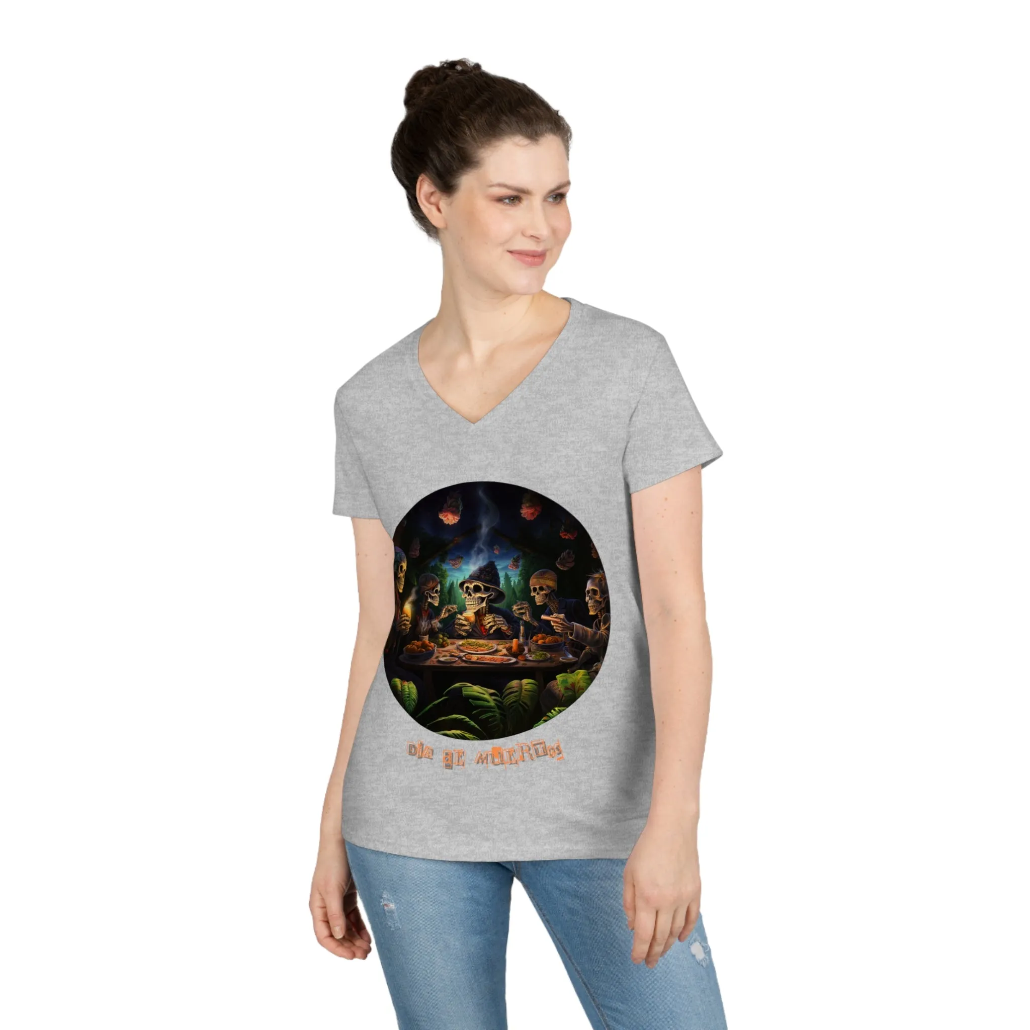 Ladies' V-Neck T-Shirt Día de Muertos